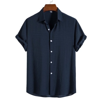 Men’s Summer Linen-Blend Button-Down Shirt