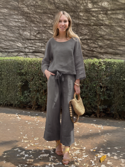 2024 Fall Long-sleeved linen 2 piece suit