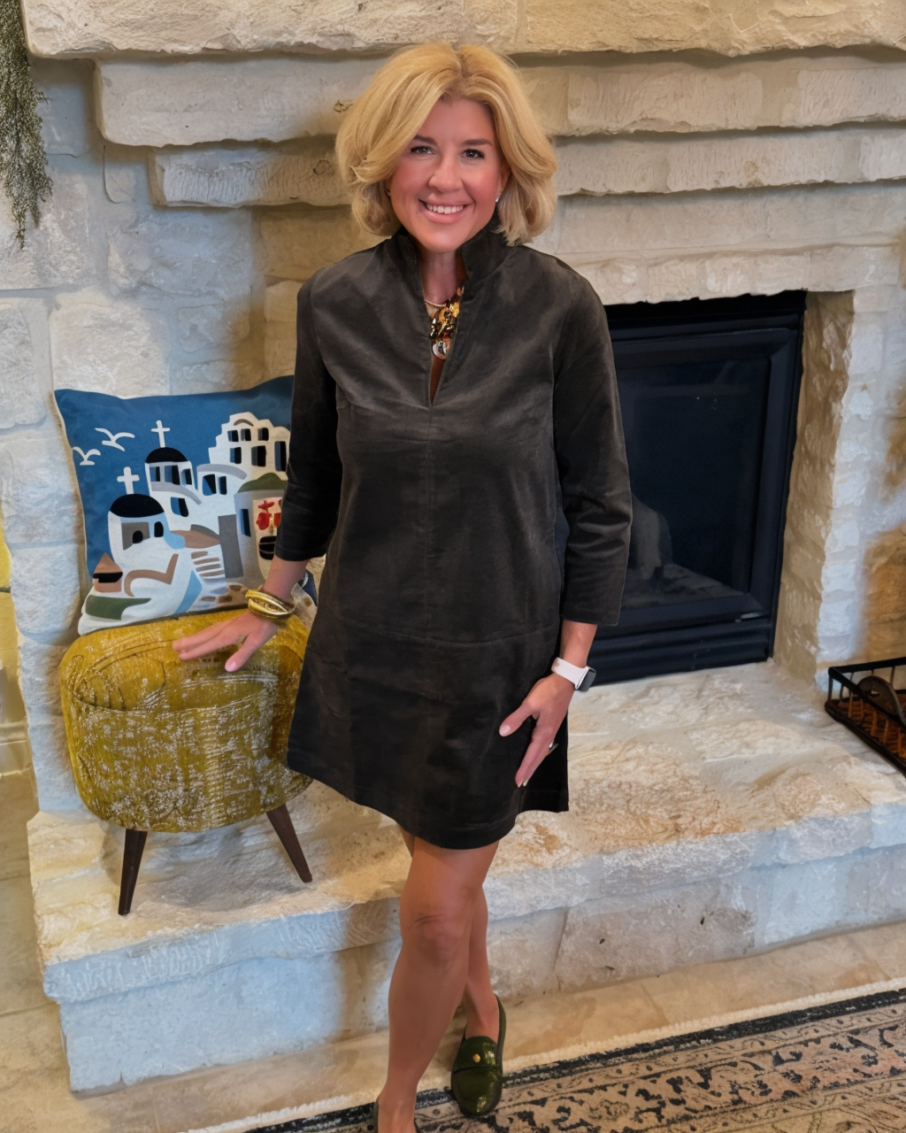 V Neck Velvet Dress