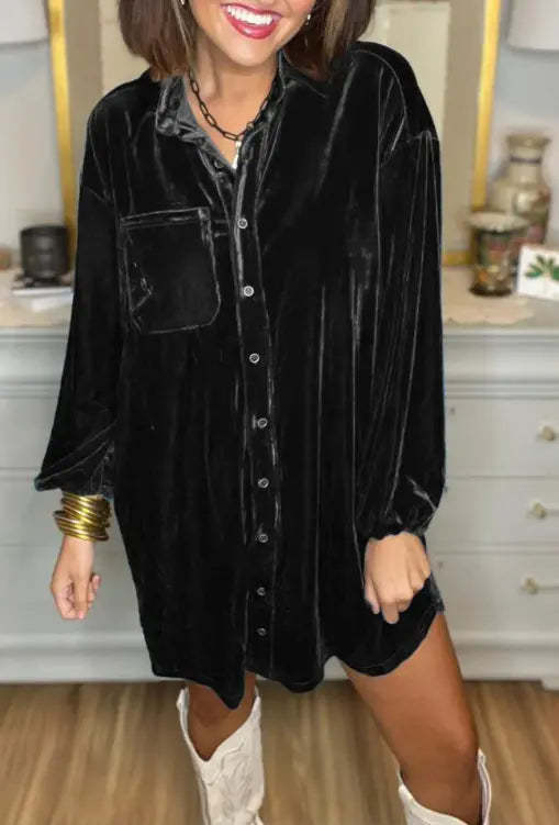 Elegant Pocket Ultra Luxe Velvet Dress