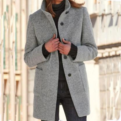 🔥Limited Time Offer 49% OFF🔥Women's retro solid button stand collar woolen coat