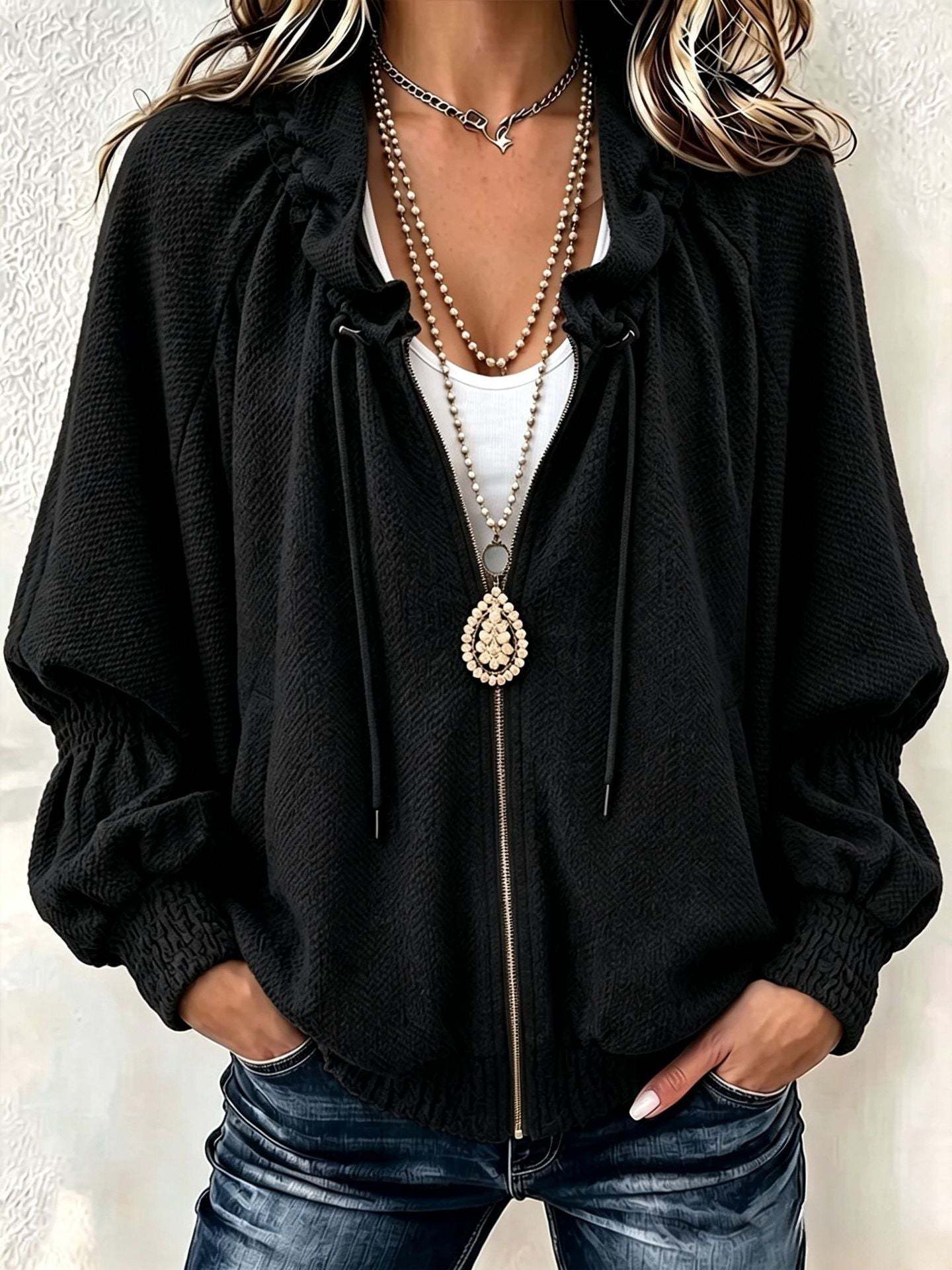 Cozy High Quality Textured Zip-Up Jacket