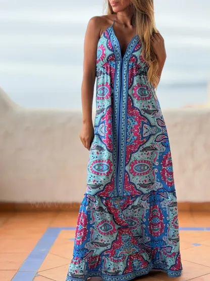 2026 Vestido Patterned Print Resort Dress
