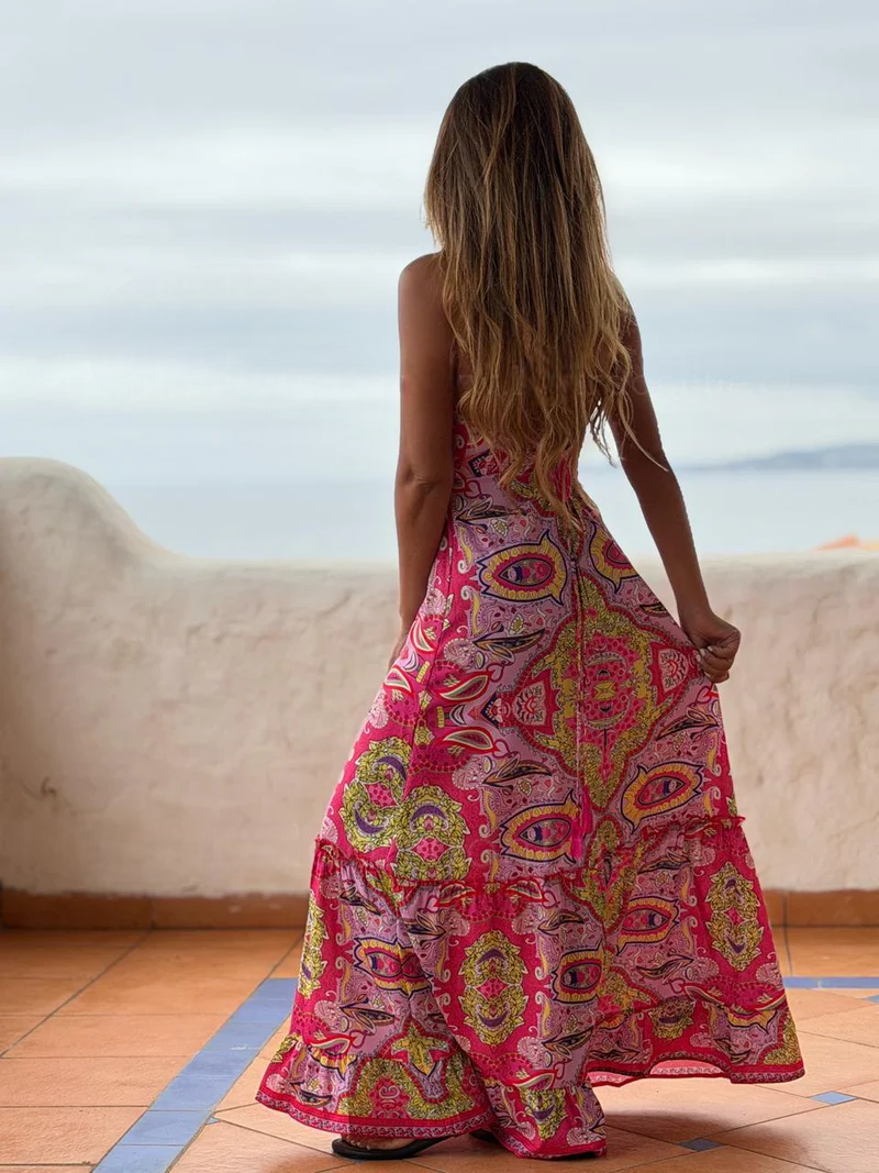2026 Vestido Patterned Print Resort Dress