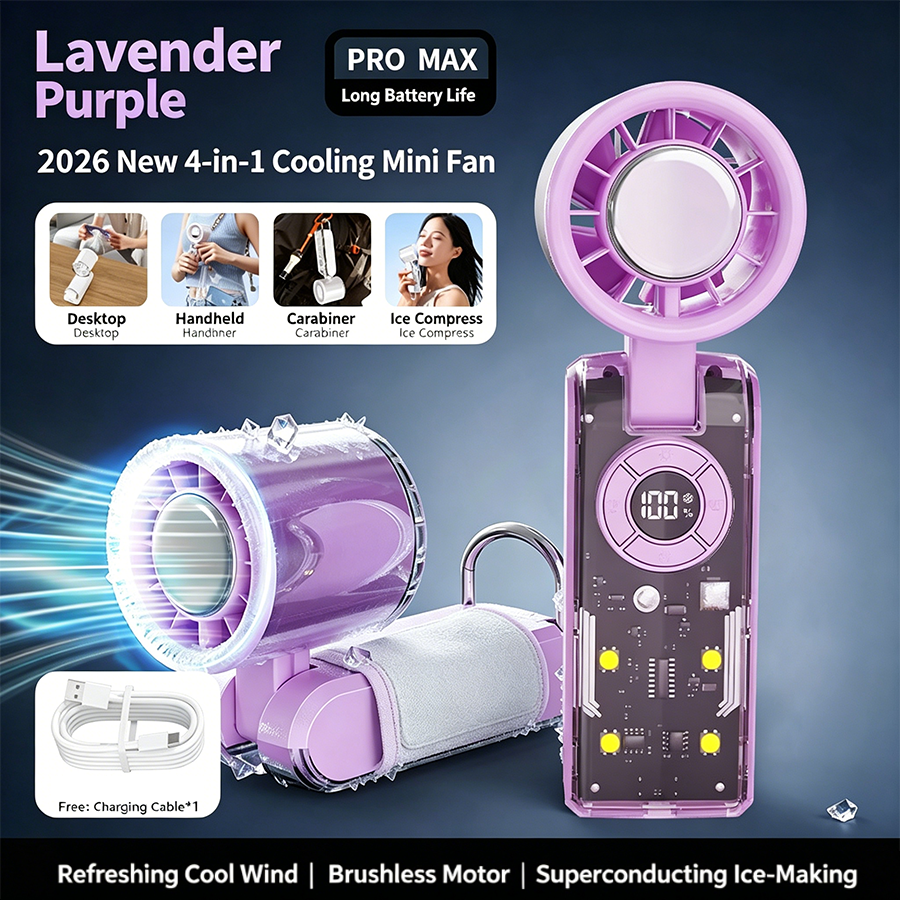 🔥2026 Refrigeration Handheld Turbo Fan, 3600mAh Battery Operated, Up to 12 Working Hours, 199-Level Stepless Control with Digital Display, 5-in-1 Handheld/Neck/Desktop Cooling Fan for Travel, Dorm & Office🎁-JKL