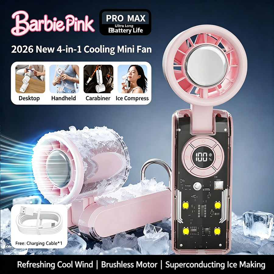 🔥2026 Refrigeration Handheld Turbo Fan, 3600mAh Battery Operated, Up to 12 Working Hours, 199-Level Stepless Control with Digital Display, 5-in-1 Handheld/Neck/Desktop Cooling Fan for Travel, Dorm & Office🎁-JKL