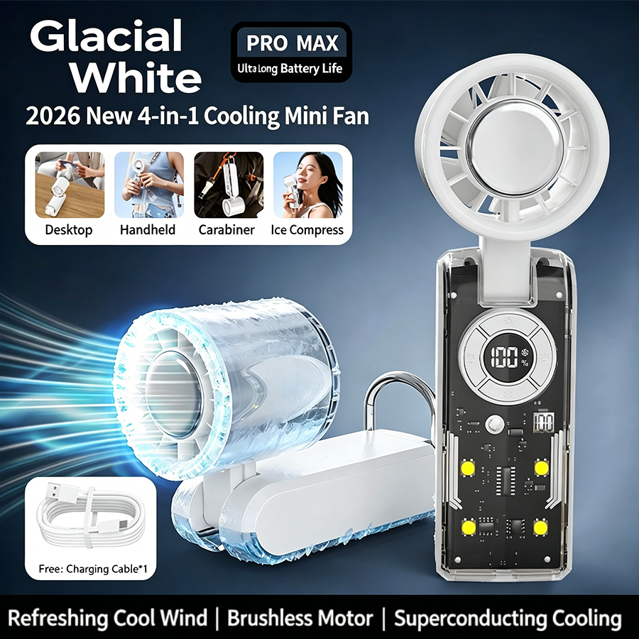 🔥2026 Refrigeration Handheld Turbo Fan, 3600mAh Battery Operated, Up to 12 Working Hours, 199-Level Stepless Control with Digital Display, 5-in-1 Handheld/Neck/Desktop Cooling Fan for Travel, Dorm & Office🎁-JKL