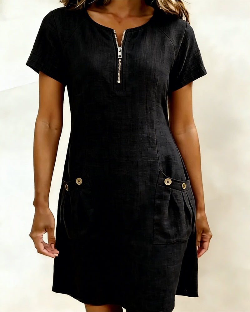 Azuria® | Cotton Dress With Zipper