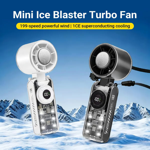 🔥2026 Refrigeration Handheld Turbo Fan, 3600mAh Battery Operated, Up to 12 Working Hours, 199-Level Stepless Control with Digital Display, 5-in-1 Handheld/Neck/Desktop Cooling Fan for Travel, Dorm & Office🎁-JKL