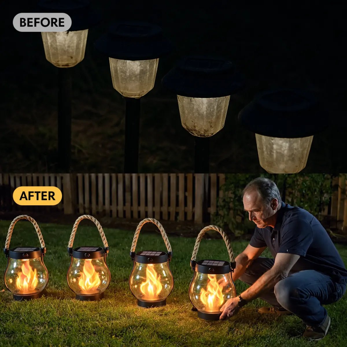 🔥 Solar Garden Lanterns – No Wiring, Auto-On at Dusk! Last Chance Before They're Gone!