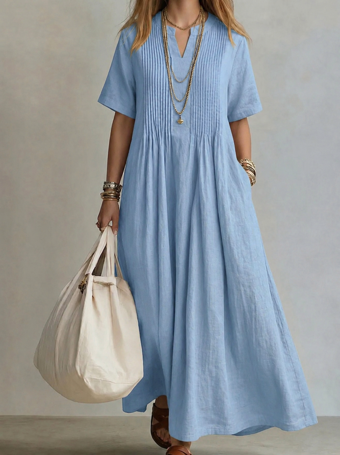 Elegant Flowing Pleated Dress