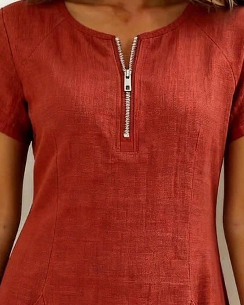 Azuria® | Cotton Dress With Zipper