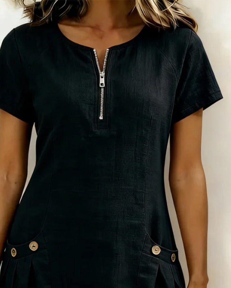 Azuria® | Cotton Dress With Zipper