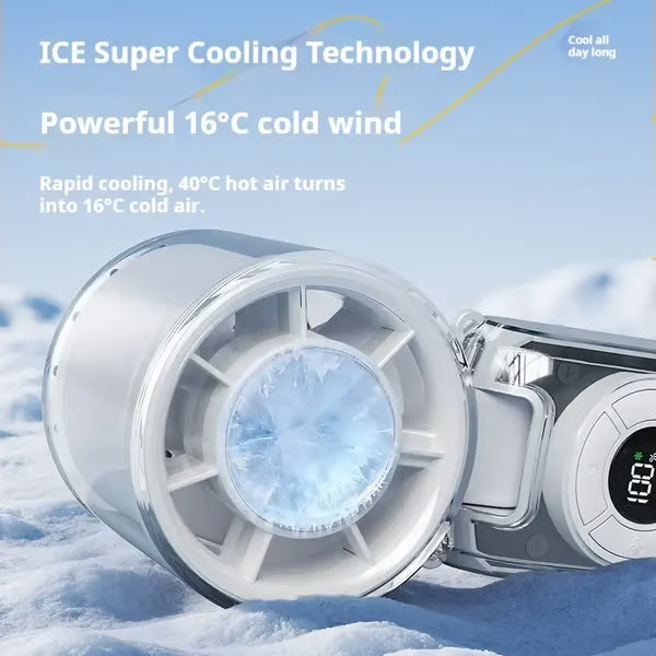 🔥2026 Refrigeration Handheld Turbo Fan, 3600mAh Battery Operated, Up to 12 Working Hours, 199-Level Stepless Control with Digital Display, 5-in-1 Handheld/Neck/Desktop Cooling Fan for Travel, Dorm & Office🎁-JKL