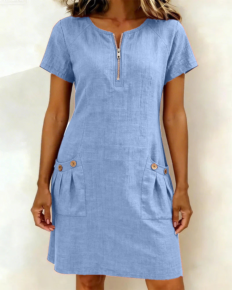 Azuria® | Cotton Dress With Zipper
