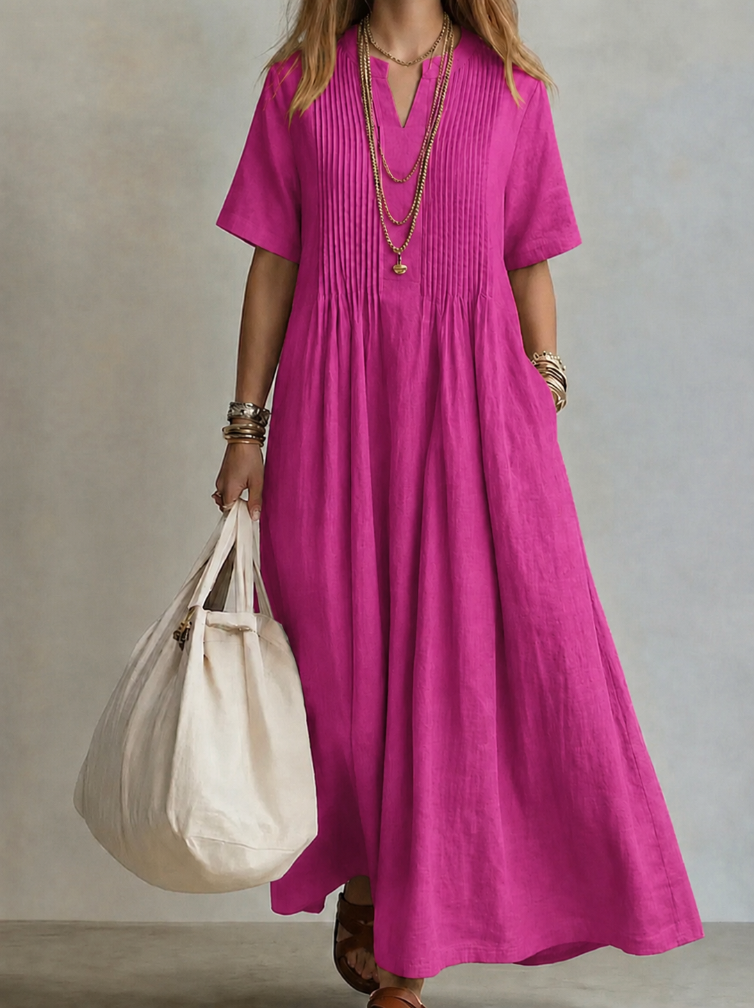 Elegant Flowing Pleated Dress