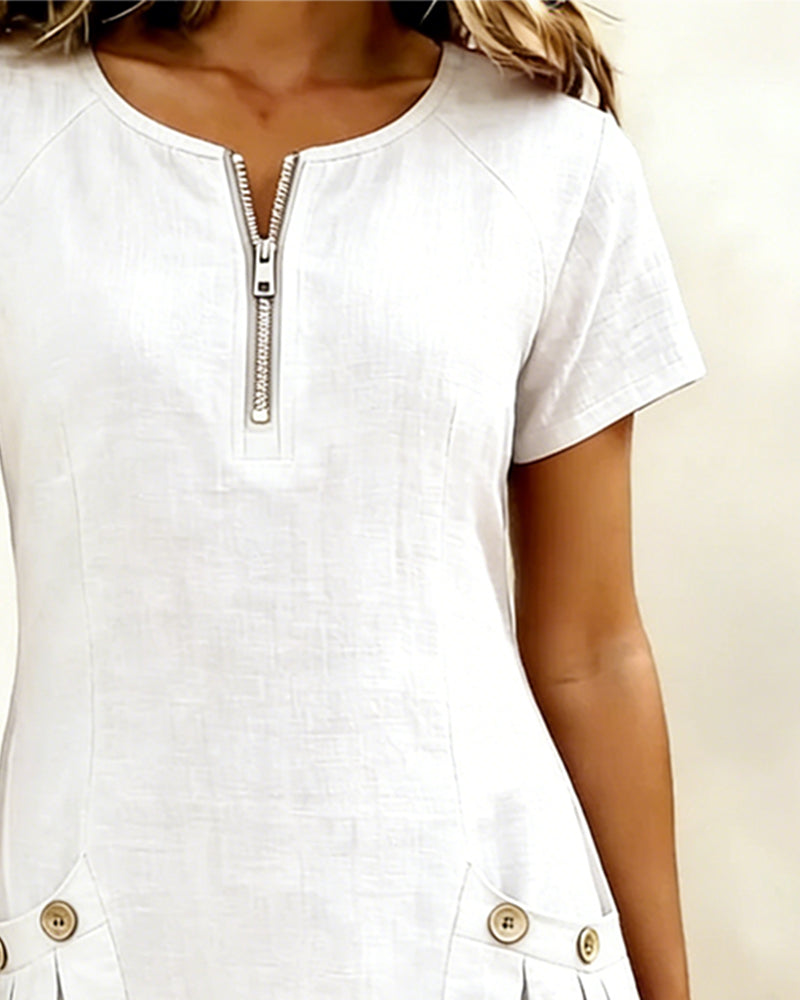 Azuria® | Cotton Dress With Zipper