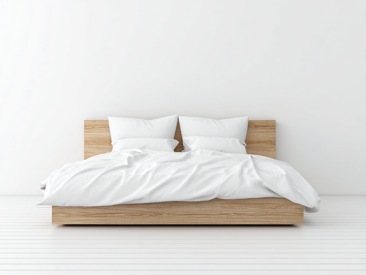 Letto matrimoniale - legno - 219 x 186 x 92 cm - rovere chiaro - stile minimalista-Ziriainterior