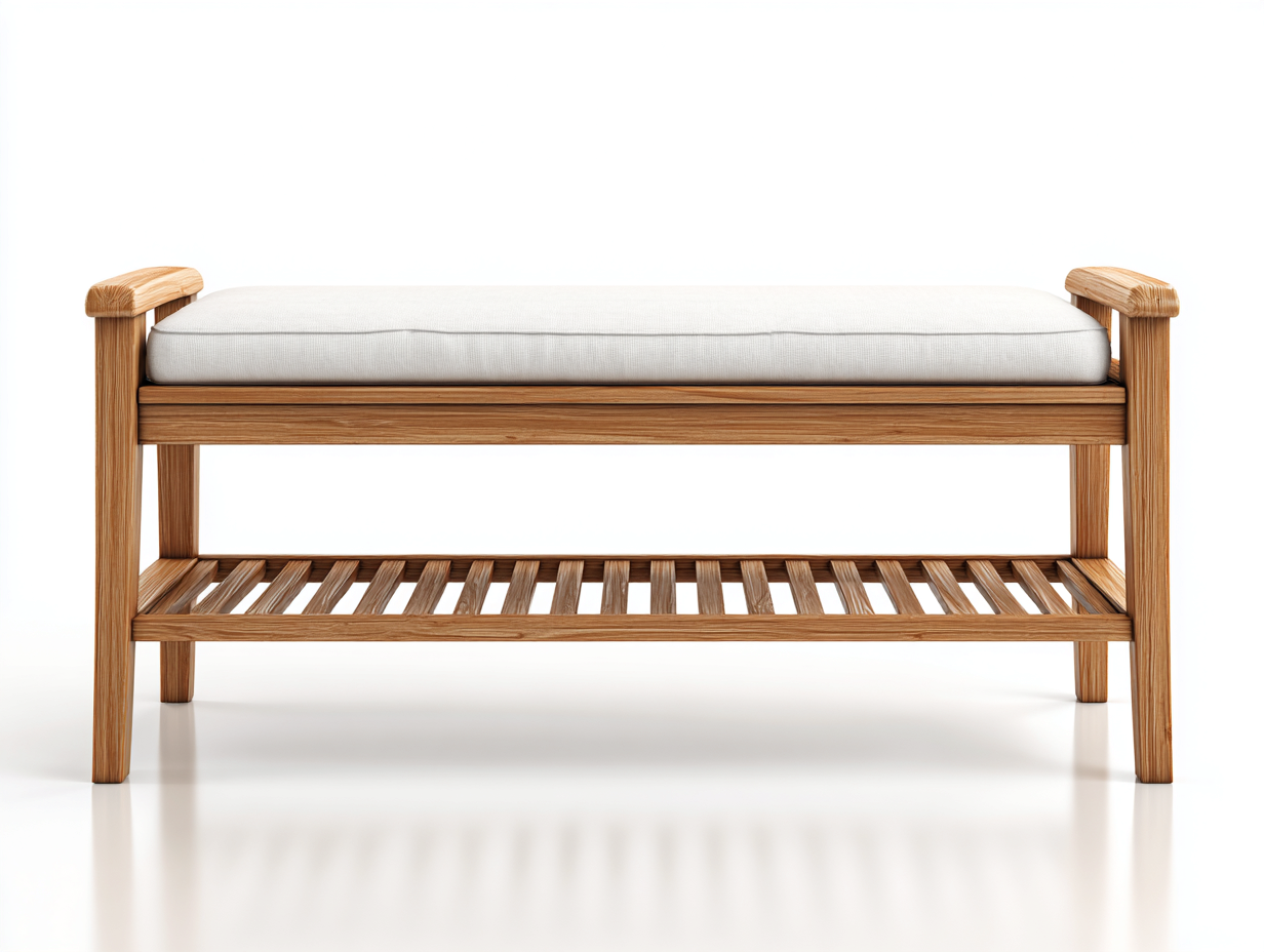 Panche da giardino - Legno-Tessuto - 138x44x66 cm - Naturale-Bianco - Stile contemporaneo-Ziriainterior