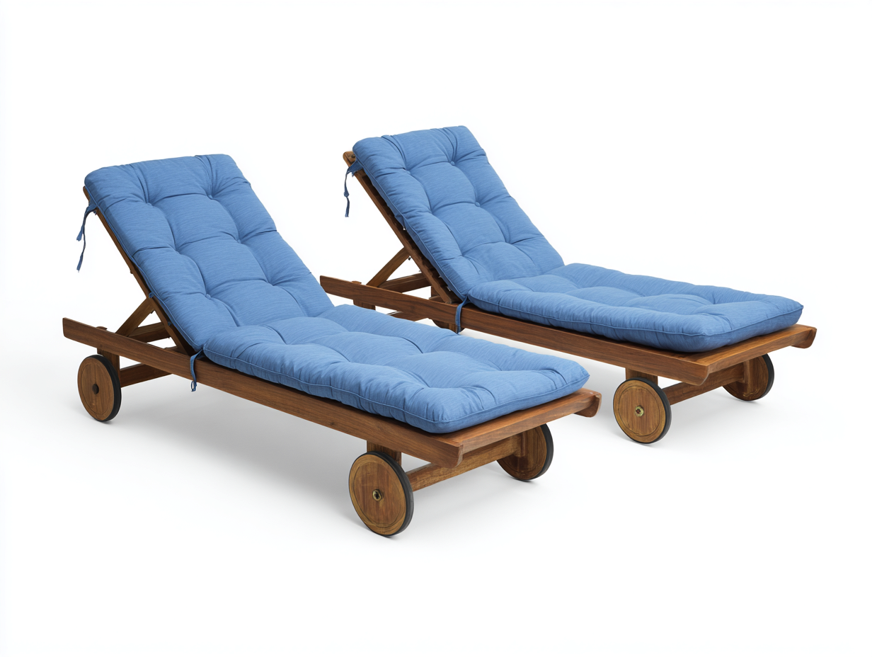 Lettino prendisole - Legno-Tessuto - 198x66x34 cm - Blu-Marrone - Stile da giardino-Ziriainterior