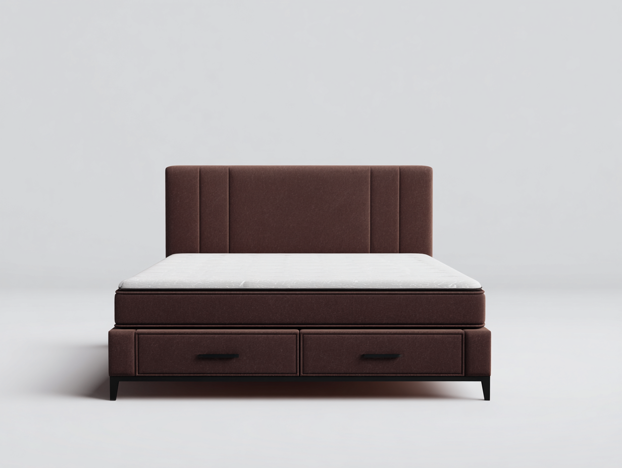 Letto matrimoniale - tessuto-legno - 214 x 171 x 118 cm - marrone scuro - stile moderno-Ziriainterior