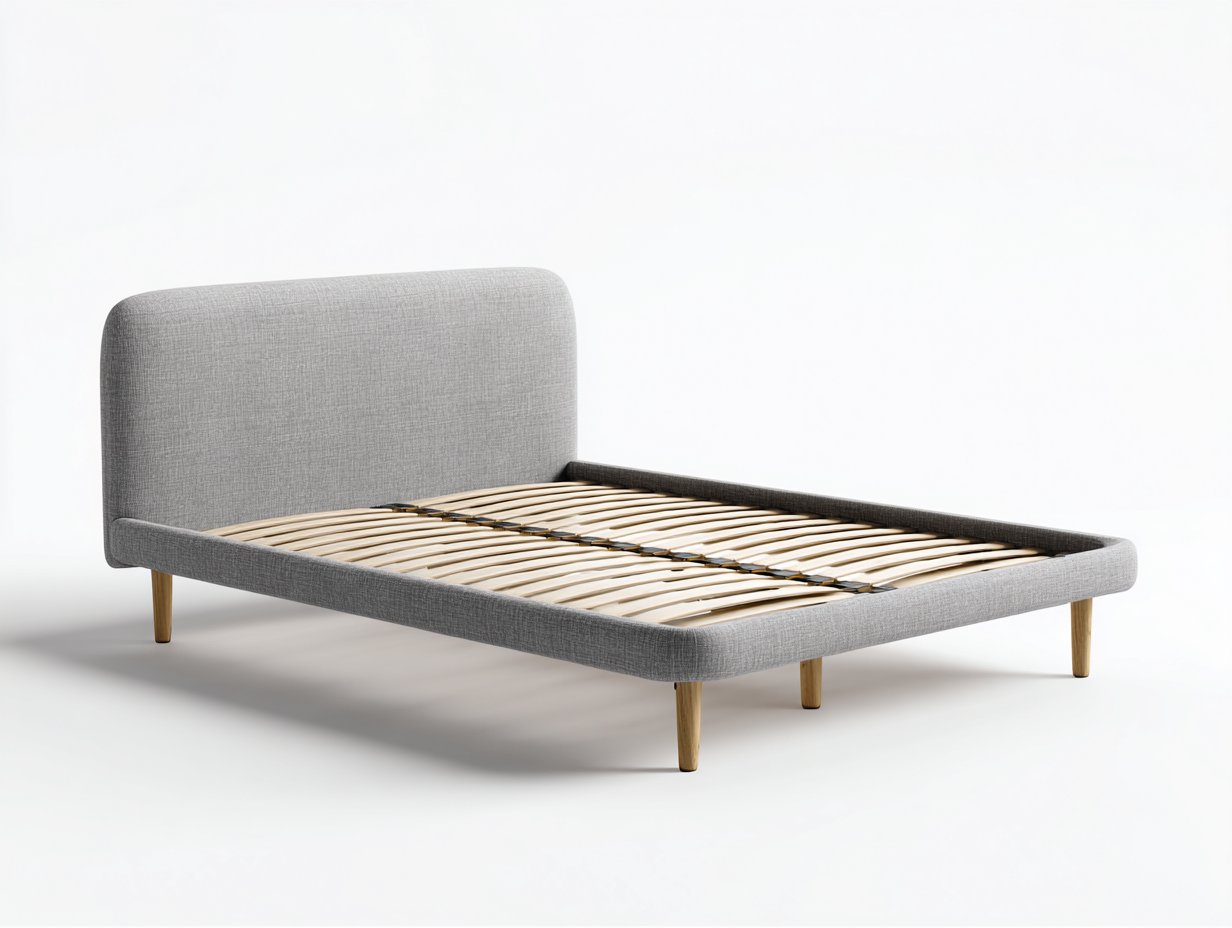 Letto matrimoniale - tessuto-legno - 212 x 166 x 98 cm - grigio chiaro - stile moderno-Ziriainterior