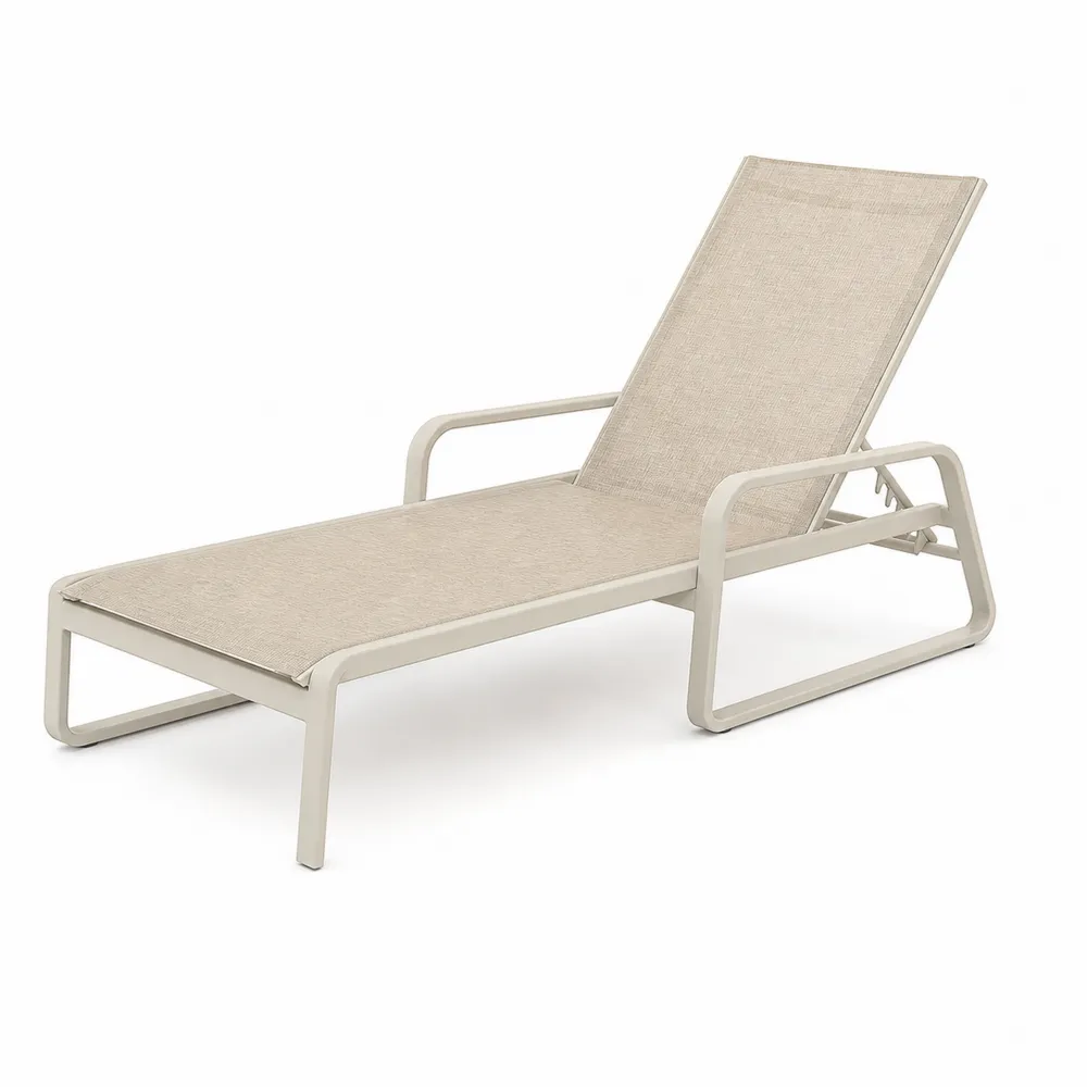 Aluminium Sonnenliege Textilgewebe Beige Verstellbar 190cm-Nestchiceu