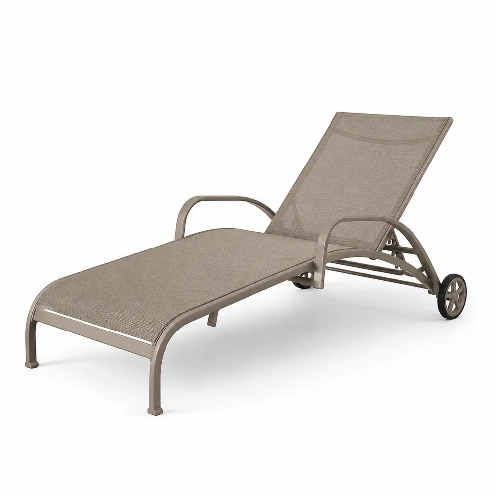 Liegestuhl Aluminium Textilene Verstellbar Taupe-Nestchiceu