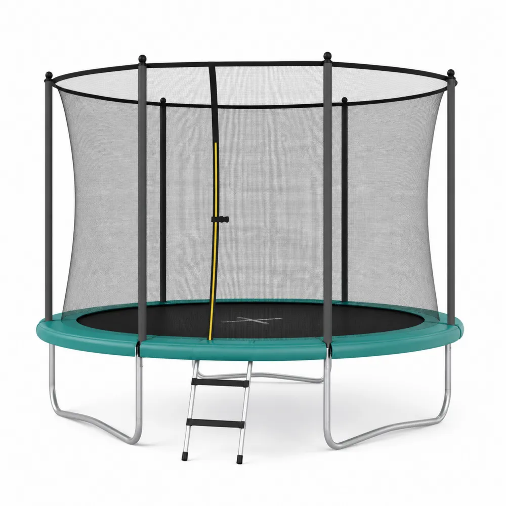 Rundes Trampolin mit Sicherheitsnetz und Leiter, 305 cm, Grün-Nestchiceu