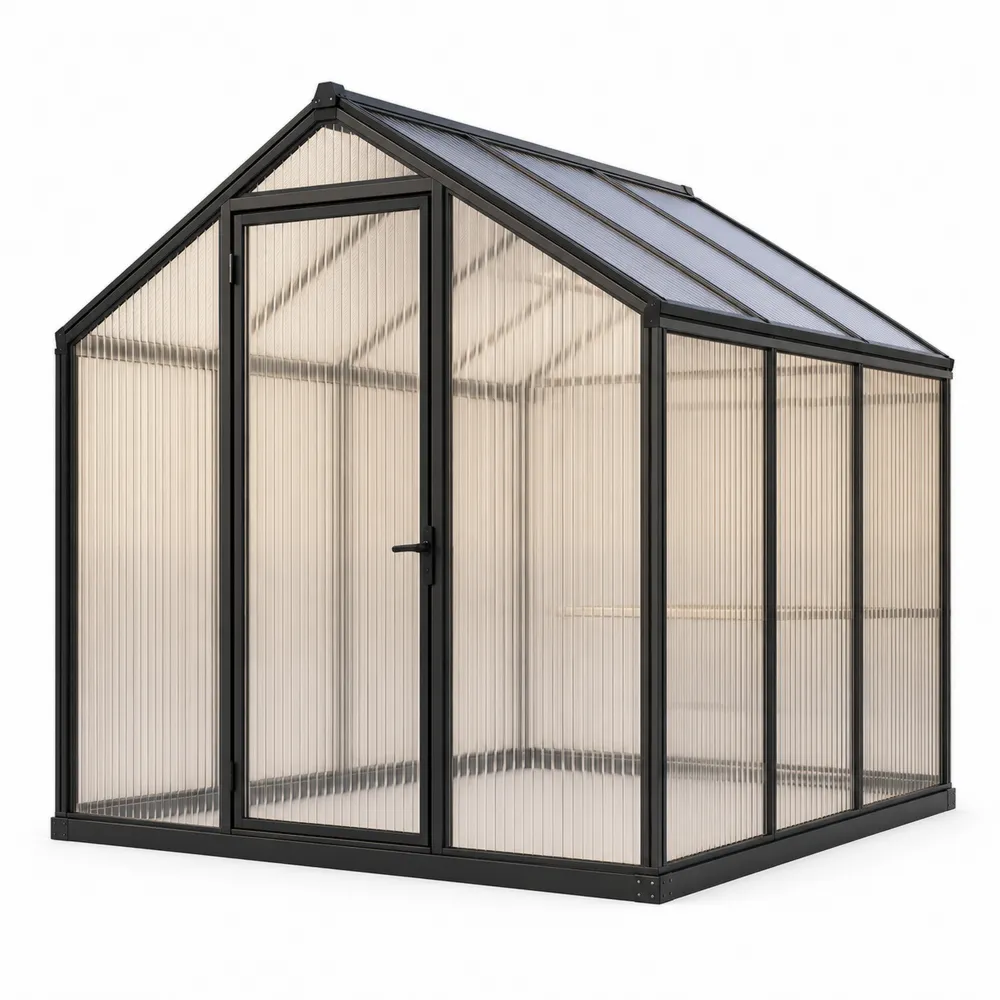 Gewächshaus aus Aluminium und Polycarbonat 250cm x 190cm x 195cm Schwarz-Nestchiceu