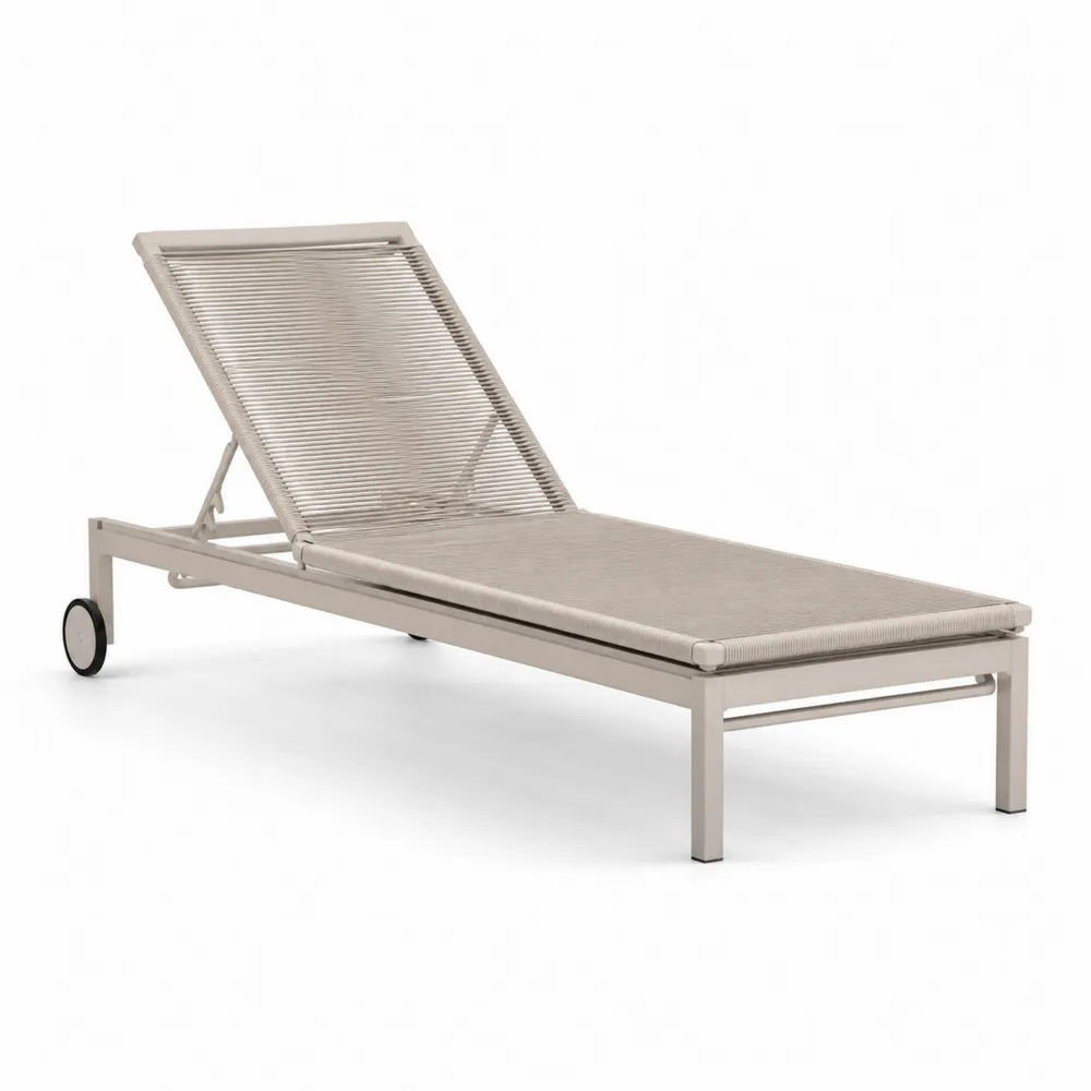 Sonnenliege Aluminium Textilene Beige Verstellbar 200 cm x 65 cm-Nestchiceu