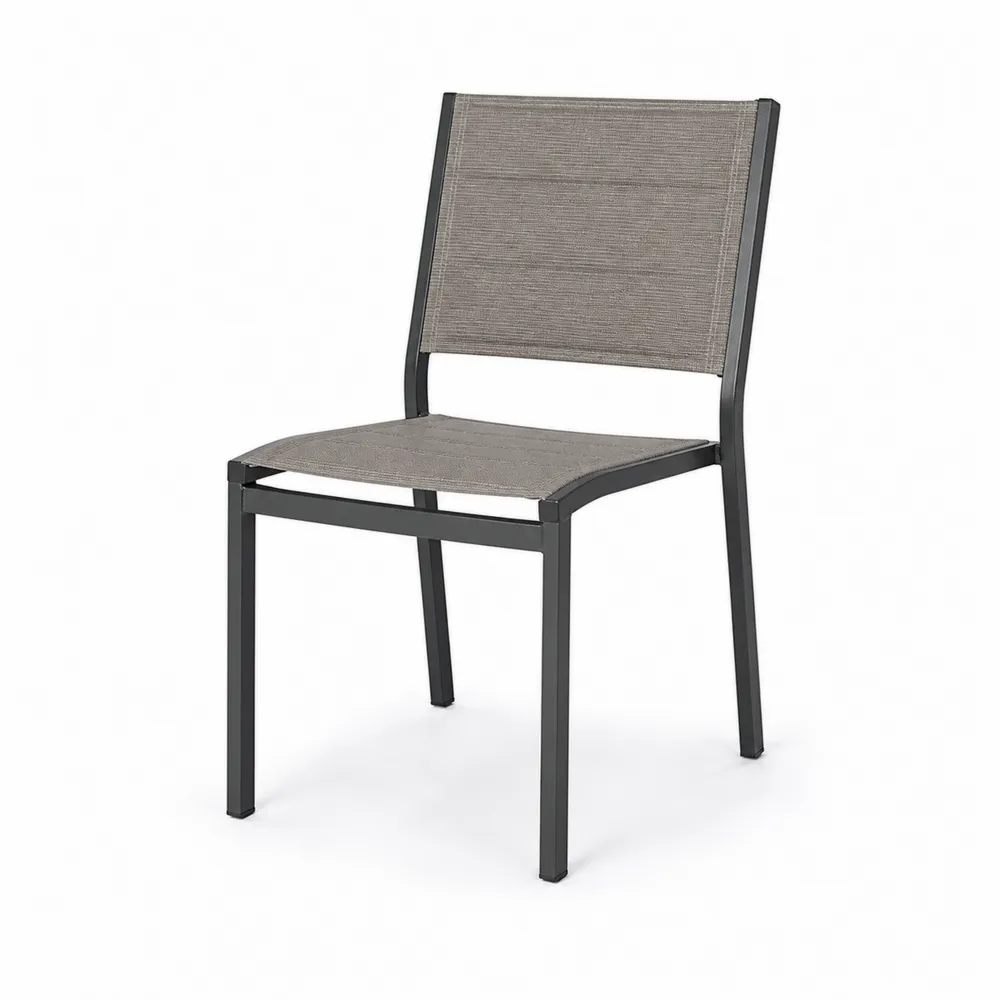 Gartenstuhl Aluminium Textilene Grau 85cm-Nestchiceu