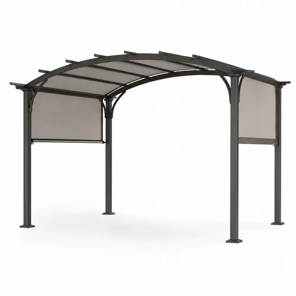 Aluminium Gartenvordach mit Polyesterstoff Beige 300x200x207 cm-Nestchiceu
