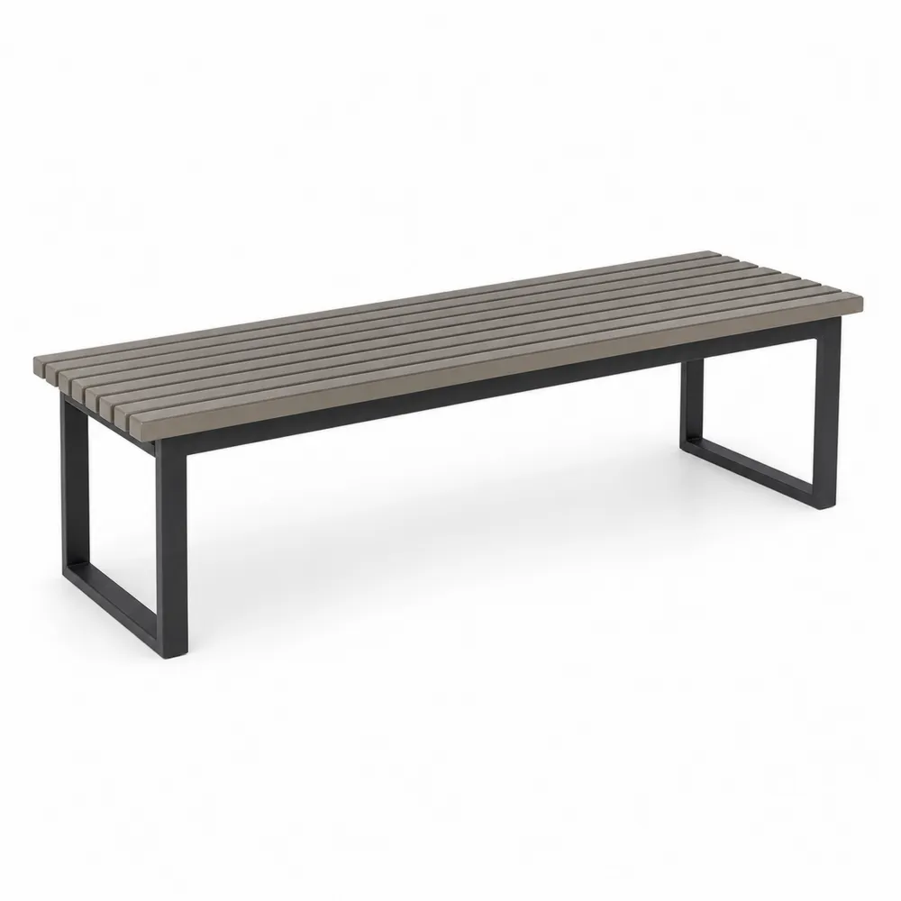 Gartenbank Holzlatten Aluminiumrahmen Taupe-Nestchiceu