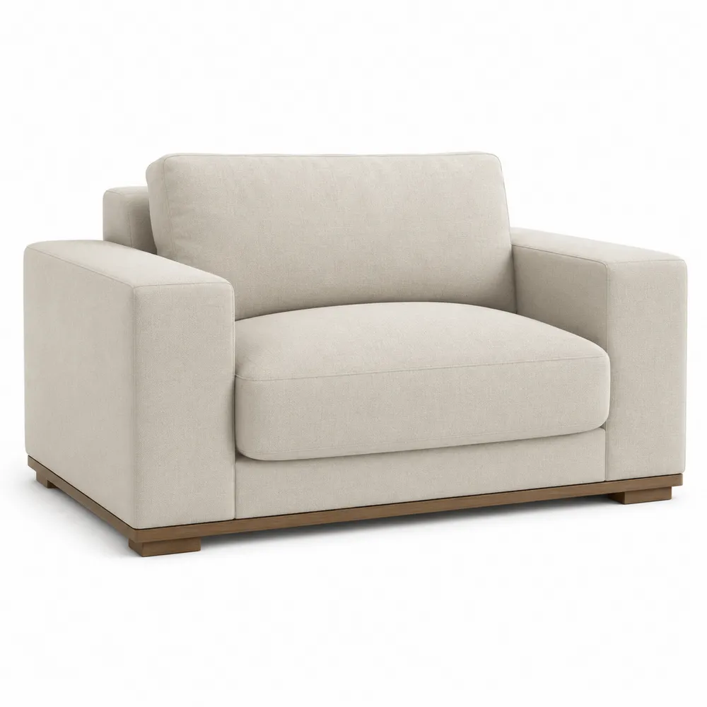 Sessel Beige Stoff Massivholz 120cm-Nestchiceu