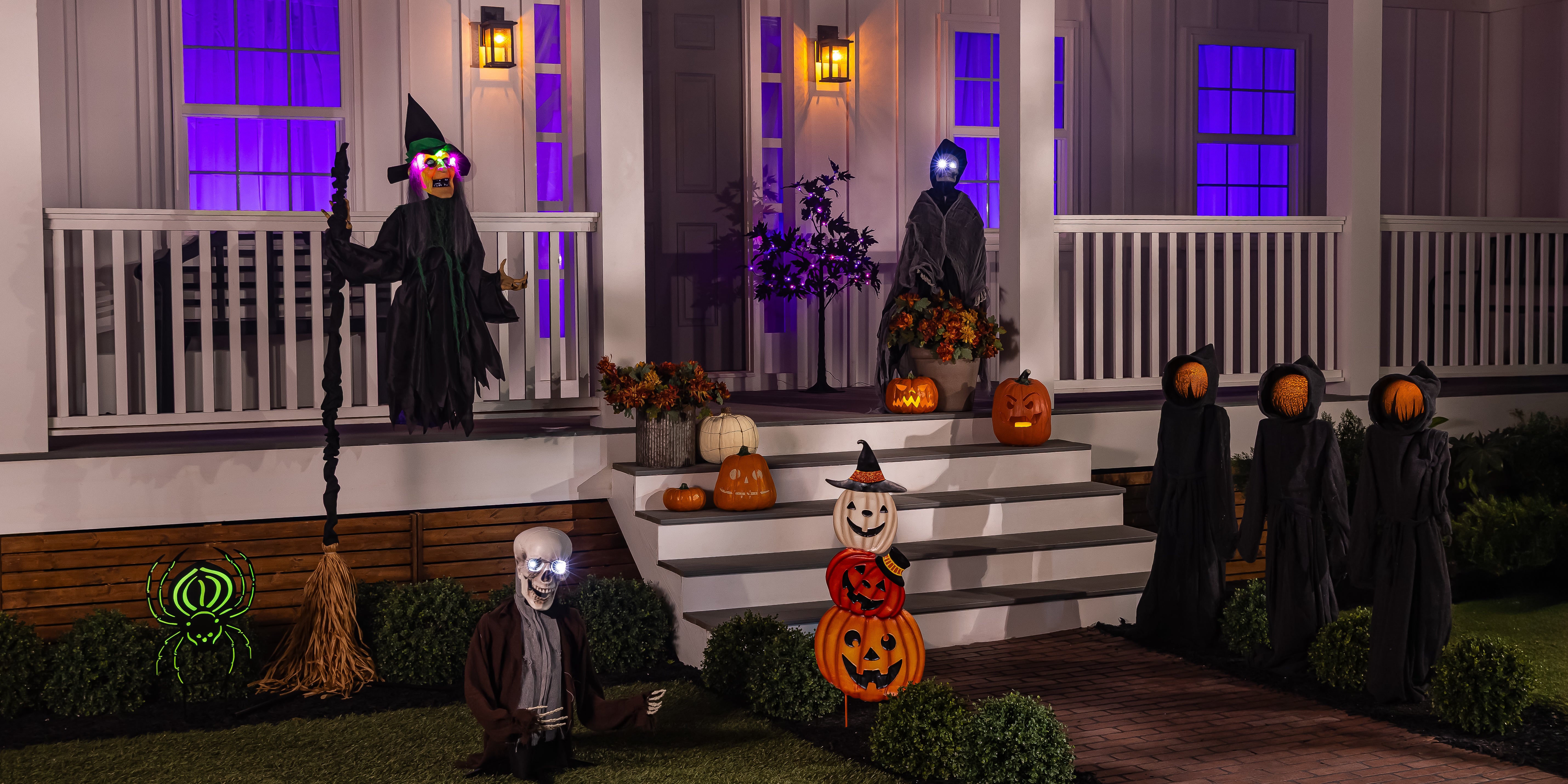 Flying Witch Halloween Garden Stake with Light and Sound