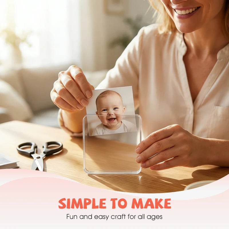 🎞✂10 Pack 2" x 2" Clear Acrylic DIY Fridge Magnet Set with Adhesive Backing – Square Magnetic Photo Frames with Stunning 3D Effect 💕