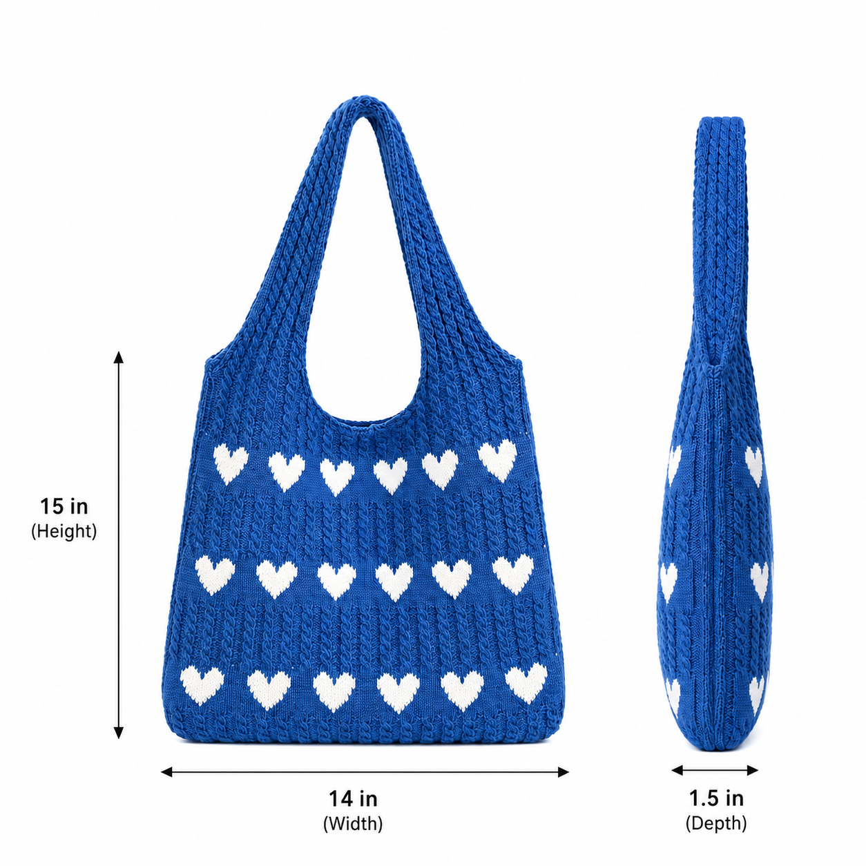 Sweetheart Crochet Bag size and details