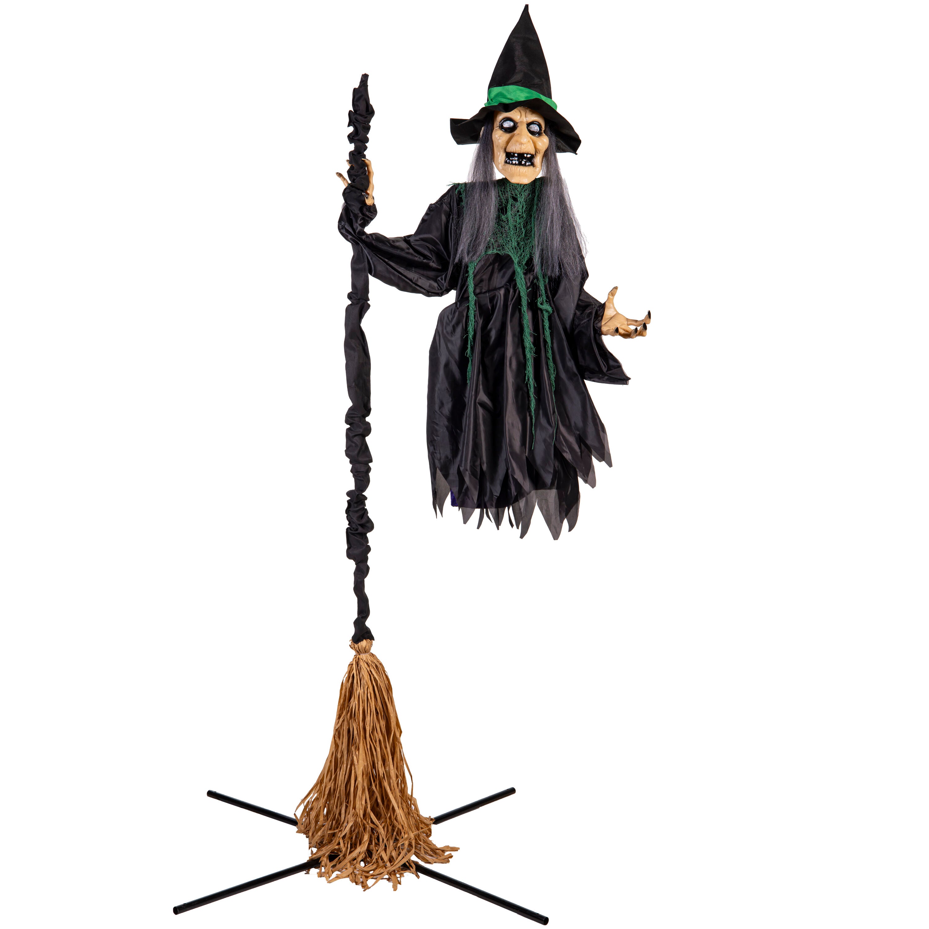 Flying Witch Halloween Garden Stake with Light and Sound