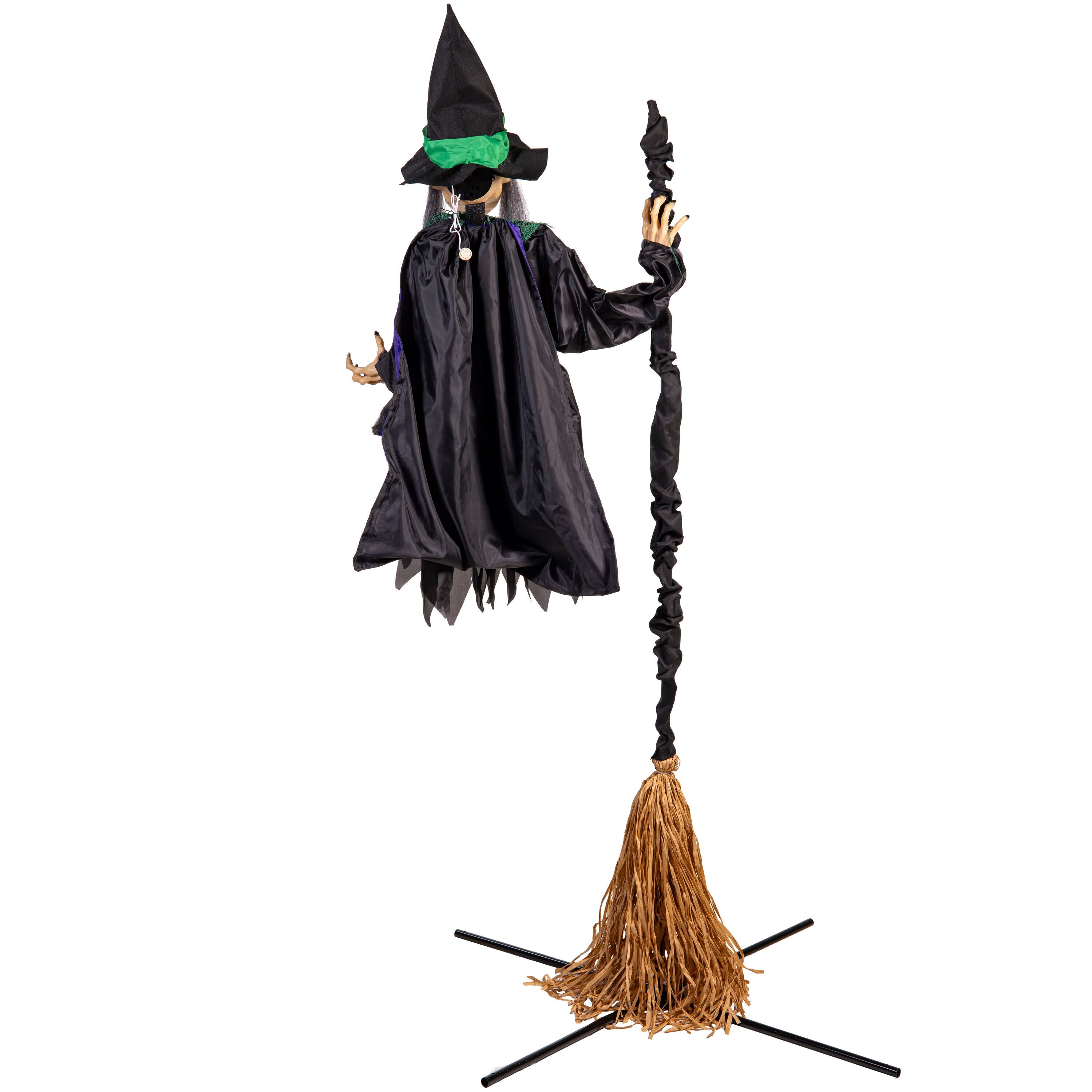 Flying Witch Halloween Garden Stake with Light and Sound