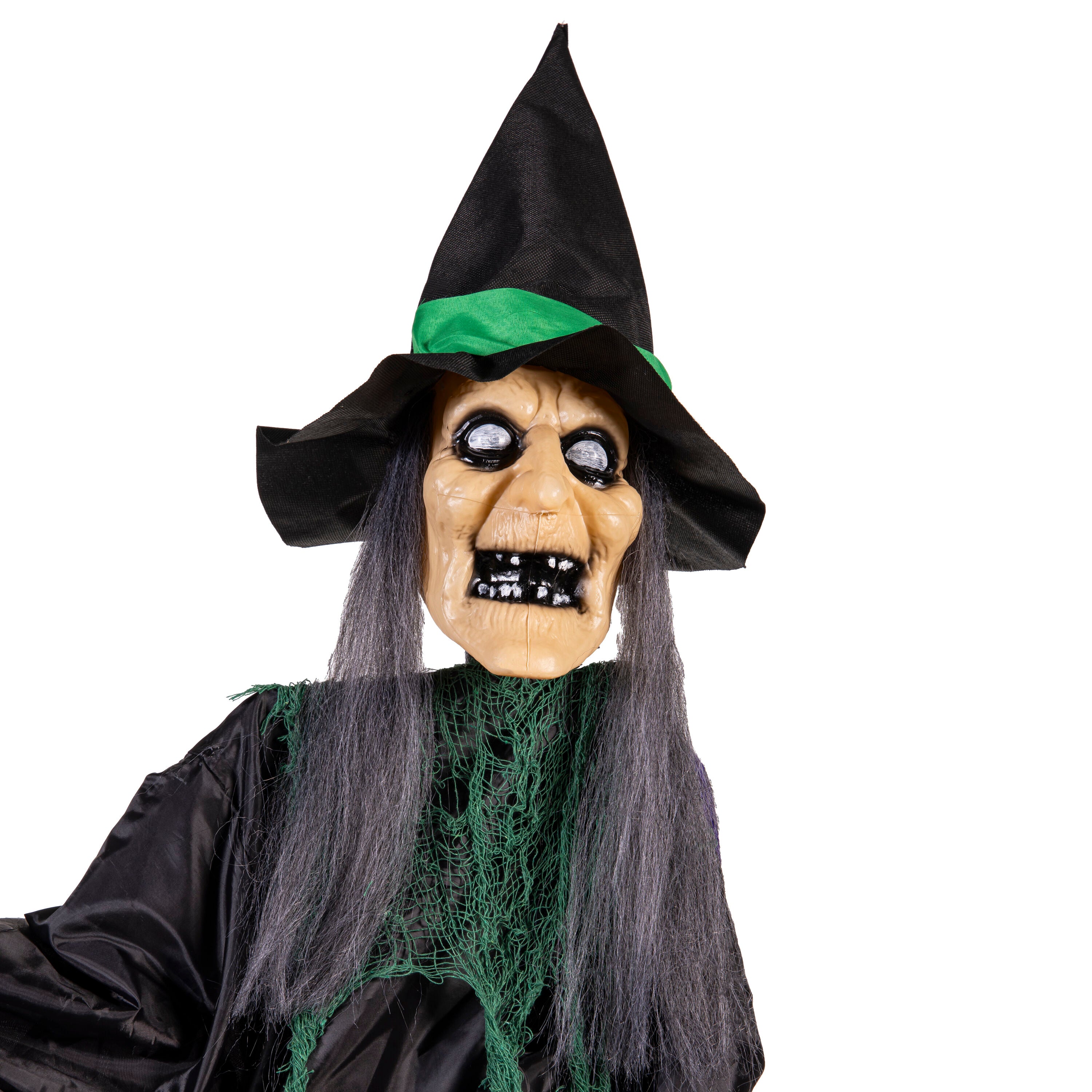 Flying Witch Halloween Garden Stake with Light and Sound