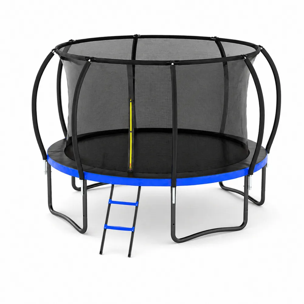 Trampolina ogrodowa 305 cm stal galwanizowana Pe czarna/niebieska