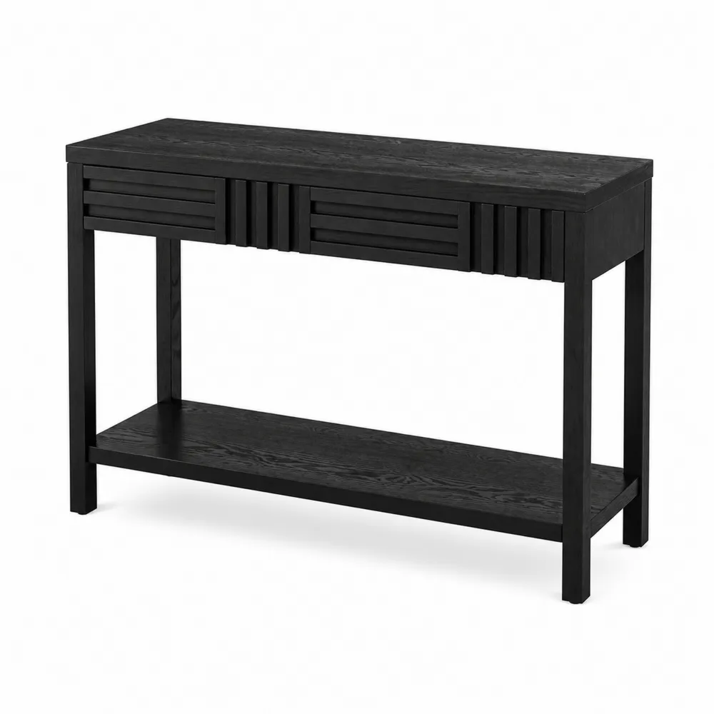 Czarny stół z drewna sosnowego i płyty MDF 120x40x80 cm