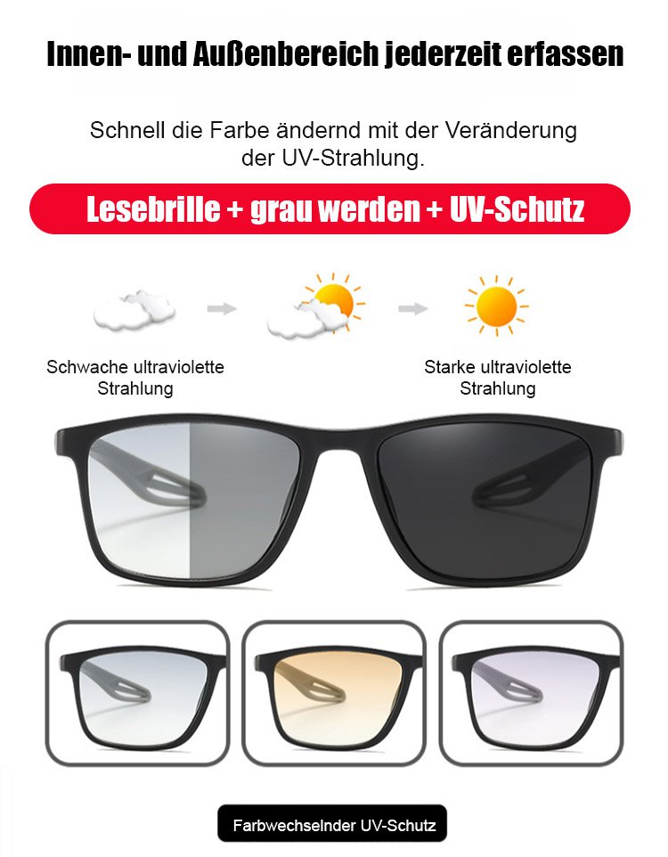 Intelligent automatic focusing glasses crafted with a century-old manufacturing technique! Sport-style two-in-one UV-protective tinted glasses
