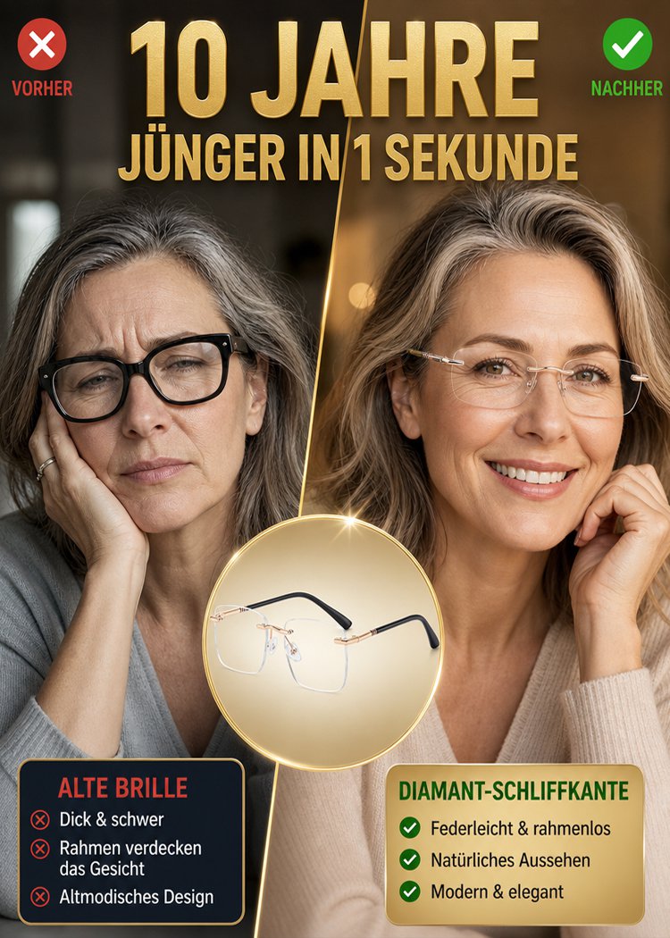 Randlose Diamant-Schneidelesebrille mit Blaulichtfilter