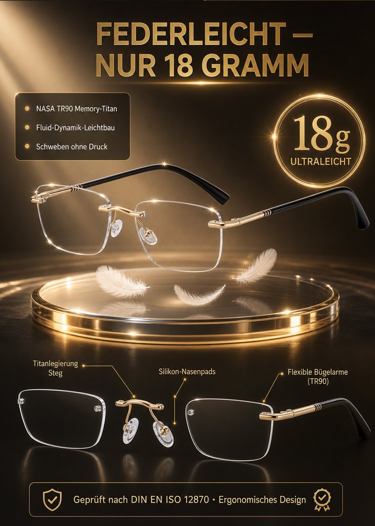 Randlose Diamant-Schneidelesebrille mit Blaulichtfilter