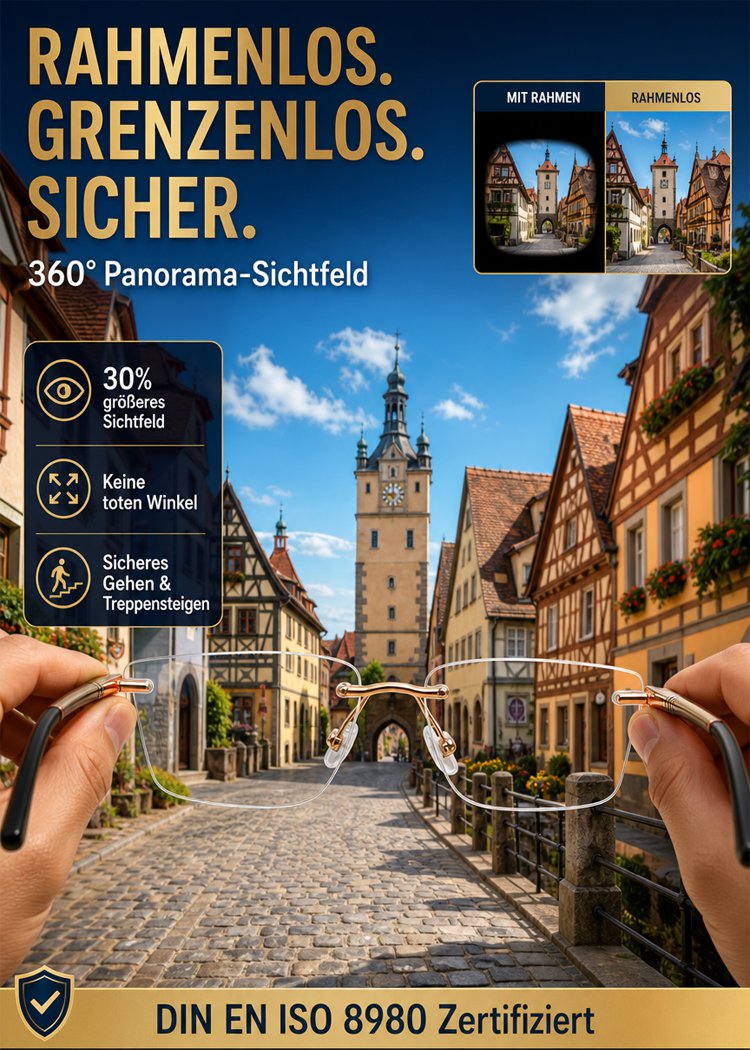 Randlose Diamant-Schneidelesebrille mit Blaulichtfilter