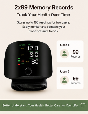Smart Wrist Blood Pressure Monitor (with Voice Prompts) — Portable, Accurate, and Easy to Use: An Essential Companion for Home and Travel