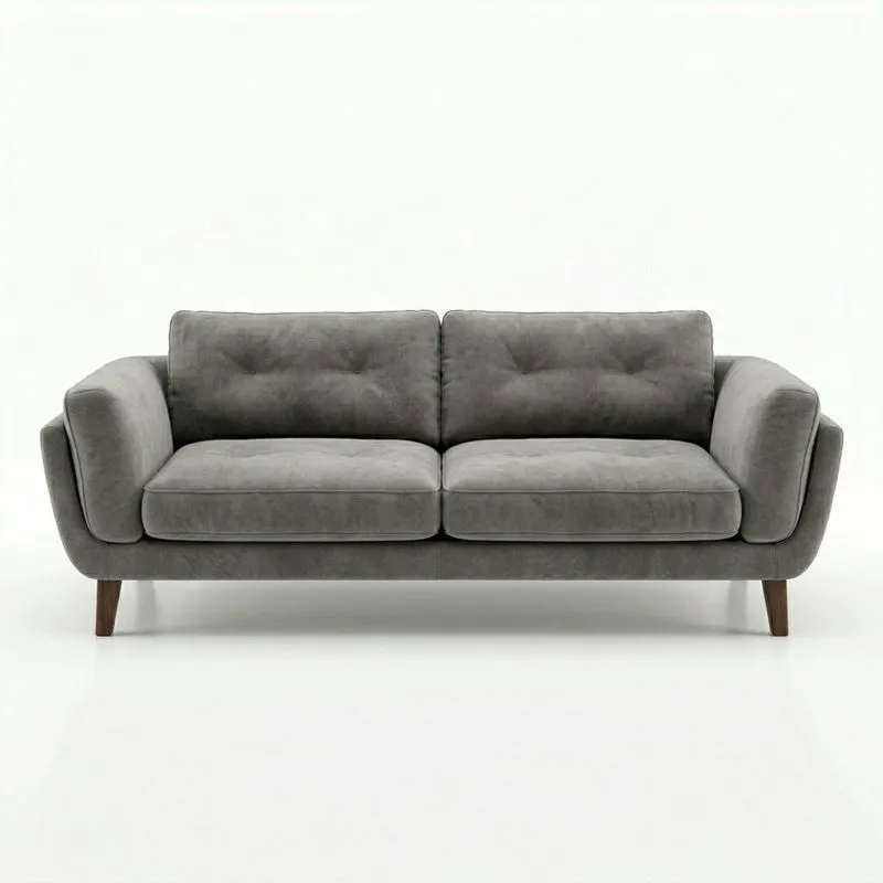 2-Sitzer Sofa aus Stoff mit Buchenholzfußen, Grau