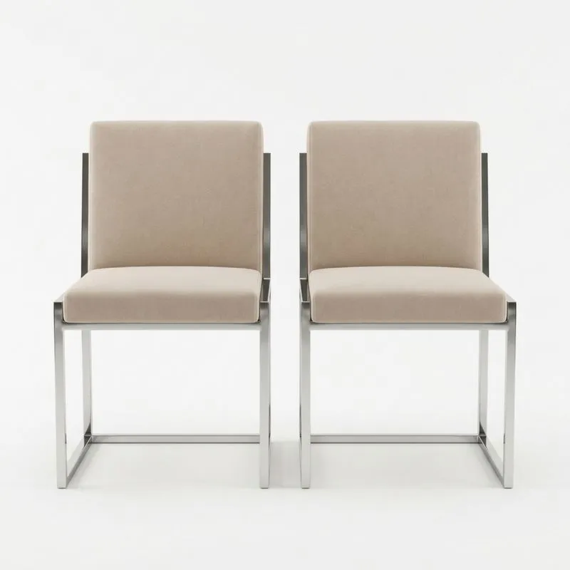 Esszimmerstuhl Set mit Edelstahlrahmen, 2er-Set, Beige
